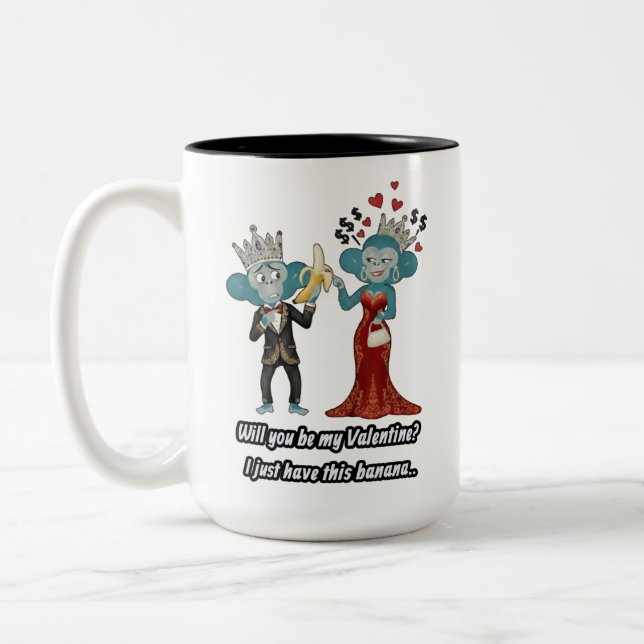 Caneca De Café Em Dois Tons Funny monkey couple valentine's day T-Shirt (Esquerda)