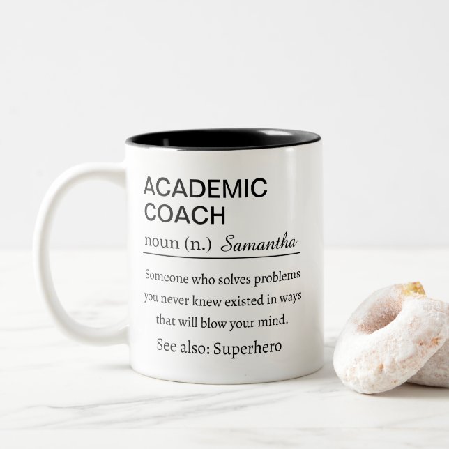 Caneca De Café Em Dois Tons Funny Personalized Academic Coach Definition (Com Donut)
