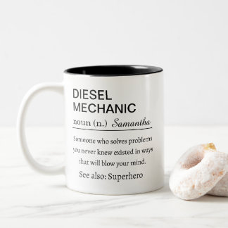 Caneca De Café Em Dois Tons Funny Personalized Diesel Mechanic Definition