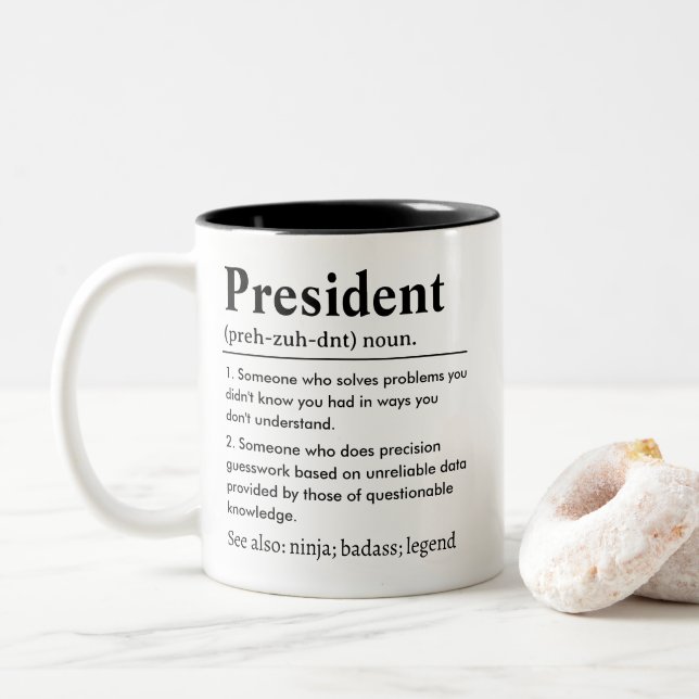 Caneca De Café Em Dois Tons Funny President Definition (Com Donut)