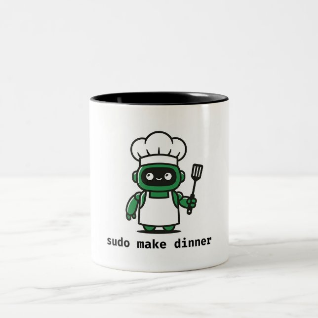 Caneca De Café Em Dois Tons Funny Programmer Mug — sudo make dinner (Centro)
