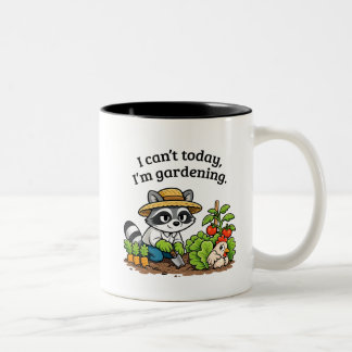 Caneca De Café Em Dois Tons Funny Raccoon Gardening – I Can’t Today I’m Garden