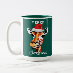 Caneca De Café Em Dois Tons Funny Safari animais Giraffe Papais noeis Xmas