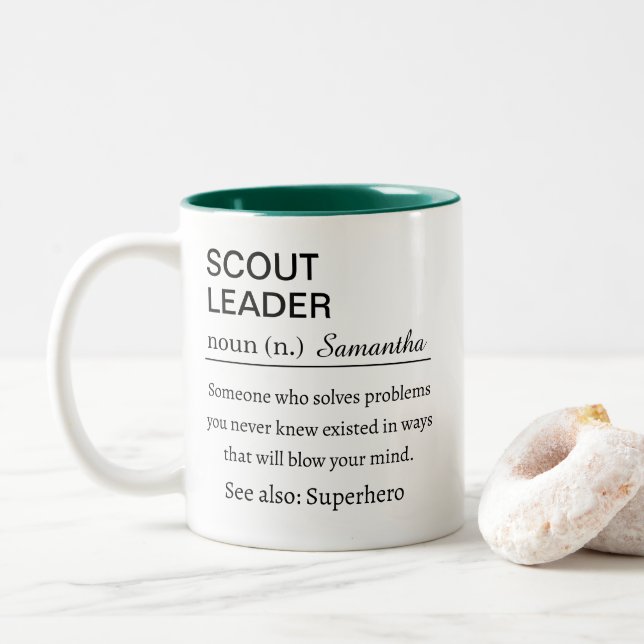 Caneca De Café Em Dois Tons Funny Scout Leader Definition (Com Donut)
