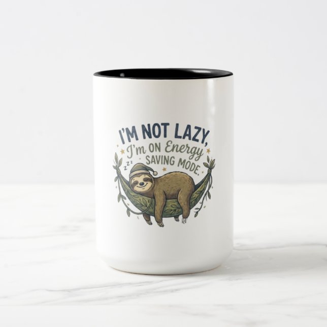 Caneca De Café Em Dois Tons Funny Sloth Coffee Mug | Energy Saving Mode Sloth  (Centro)