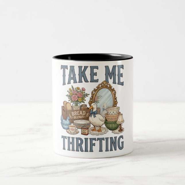Caneca De Café Em Dois Tons Funny Take Me Thrifting (Centro)