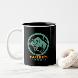 Caneca De Café Em Dois Tons Funny Taurus Zodiac - Sinal de Astrologia Aniversá