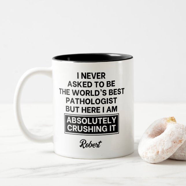 Caneca De Café Em Dois Tons Funny World's Best Pathologist (Com Donut)