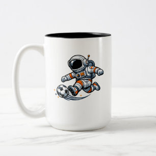 Caneca De Café Em Dois Tons Futebol de Astronauta