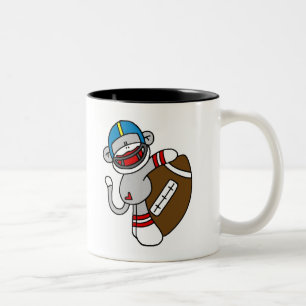 Caneca De Café Em Dois Tons Futebol do macaco da peúga