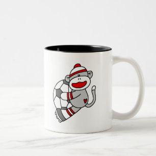 Caneca De Café Em Dois Tons Futebol do macaco da peúga