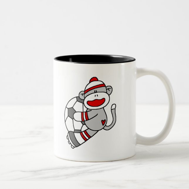 Caneca De Café Em Dois Tons Futebol do macaco da peúga (Direita)