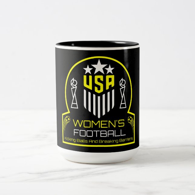 Caneca De Café Em Dois Tons Futebol feminino americano (Centro)