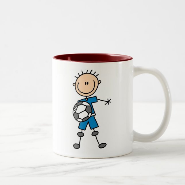 Caneca De Café Em Dois Tons Futebol uniforme azul do menino (Direita)