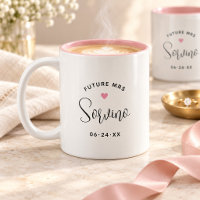 Futura Sra. Monograma de Casamento Rosa Script
