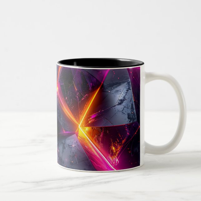 Caneca De Café Em Dois Tons Futuristic Luminous Crystal Geometry Mug (Direita)