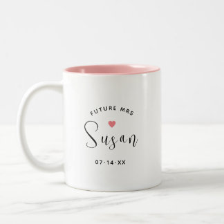 Caneca De Café Em Dois Tons Futuro Casamento do Nome do Script Preto Personali
