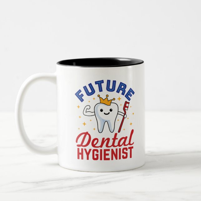 Caneca De Café Em Dois Tons Futuro Higienista Dental RDH (Esquerda)