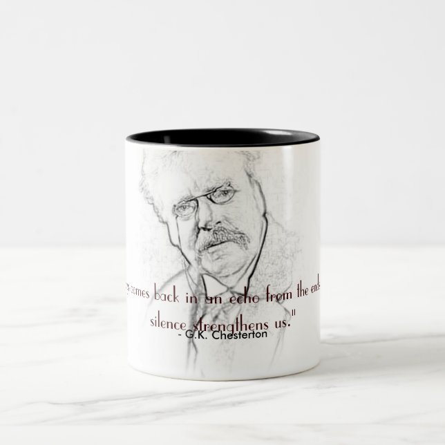 Caneca De Café Em Dois Tons G.K. Chesterton no silêncio (Centro)