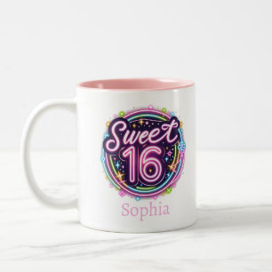 Caneca De Café Em Dois Tons Galactic Sweet 16 - Customizable Birthday