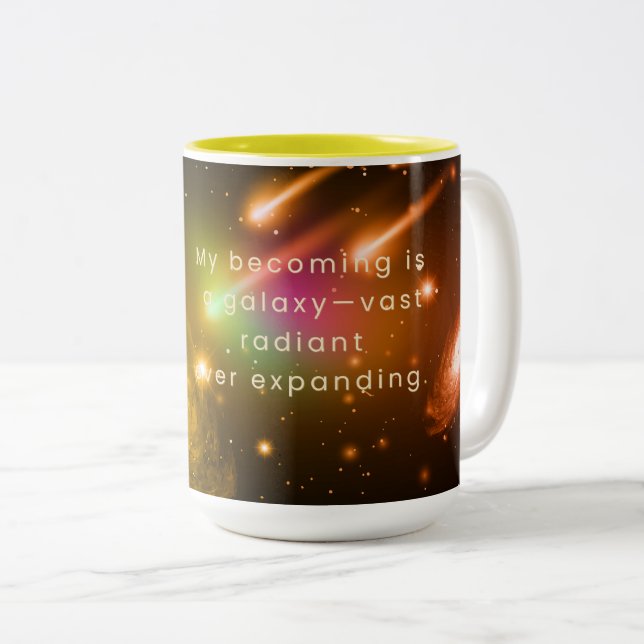 Caneca De Café Em Dois Tons Galaxy Affirmation Mug – Radiant & Ever Expanding (Frente Esquerda)