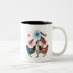Caneca De Café Em Dois Tons Galinha dos EUA Bandeira Patriótica 4 de julho