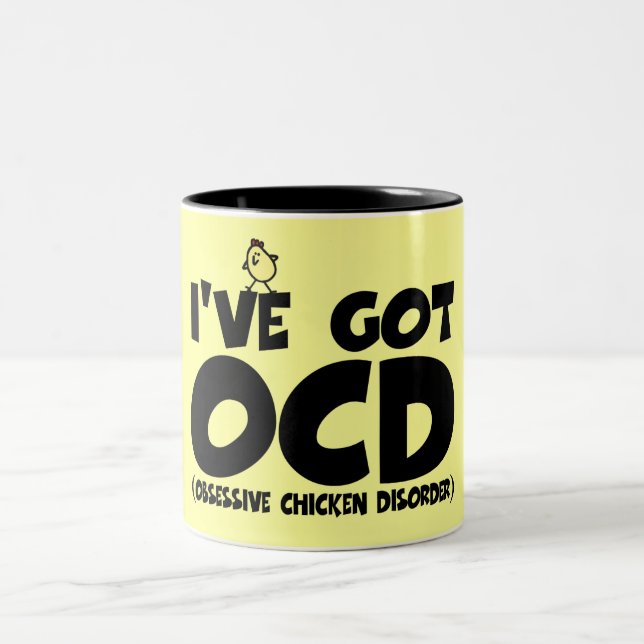 Caneca De Café Em Dois Tons Galinha engraçada de OCD (Centro)