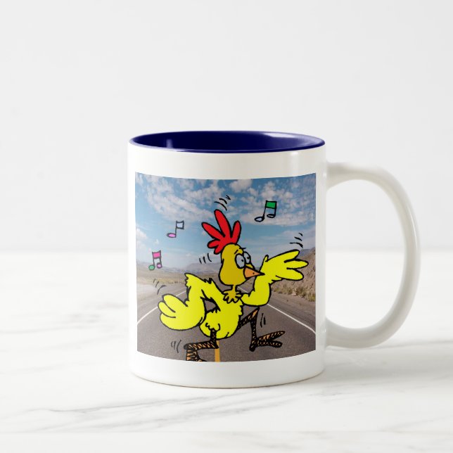Caneca De Café Em Dois Tons Galinha que cruza a estrada (Direita)