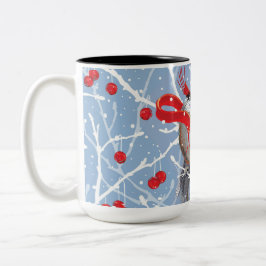 Caneca De Café Em Dois Tons Galinhas Cudling Doces de Natal