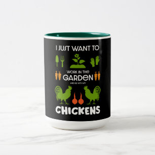 Caneca De Café Em Dois Tons Galinhas E Jardinagem