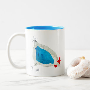 Caneca De Café Em Dois Tons Galininhas fofas aquarela