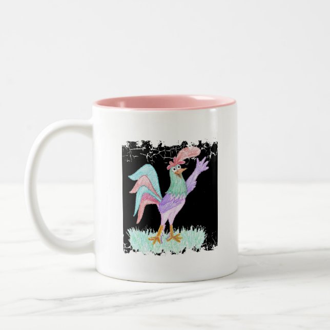 Caneca De Café Em Dois Tons Galo Cantando (Esquerda)