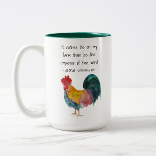 Caneca De Café Em Dois Tons Galo da Vida na Fazenda George Washington Citação