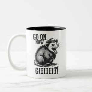 Caneca De Café Em Dois Tons Gambá de Cowboy Vintage Vá Agora Western