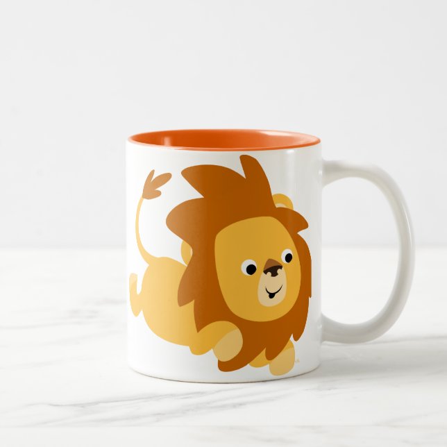 Caneca De Café Em Dois Tons Gamboling Lion Mug de Cartoon (Direita)
