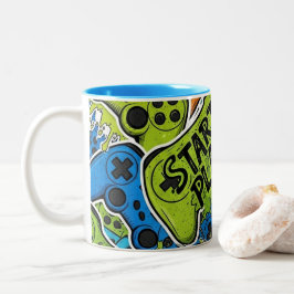 Caneca De Café Em Dois Tons Gamer Pattern Coffee Mug
