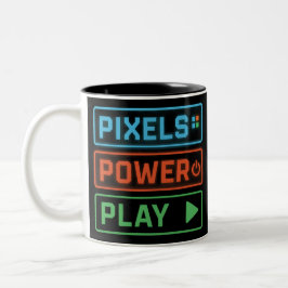 Caneca De Café Em Dois Tons Gaming Mug – Pixels Power Play Neon Coffee Cup