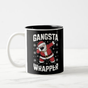 Caneca De Café Em Dois Tons Gangsta Wrapper Funny Dabbing Papai noel Natal