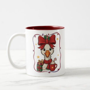 Caneca De Café Em Dois Tons Ganso de Natal Combinando Fofos Patos Engraçados d