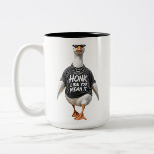 Caneca De Café Em Dois Tons Ganso Legal Usando Óculos de Sol