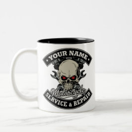 Caneca De Café Em Dois Tons Garagem Mecânica de Motocicletas de Biker de NOME 