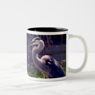Caneca De Café Em Dois Tons Garça Azul Grande
