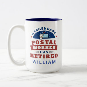 Caneca De Café Em Dois Tons Garganta de aposentadoria do trabalhador postal ap