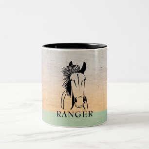 Caneca De Café Em Dois Tons Garganta Mug de Cavalo Artístico Personalizável