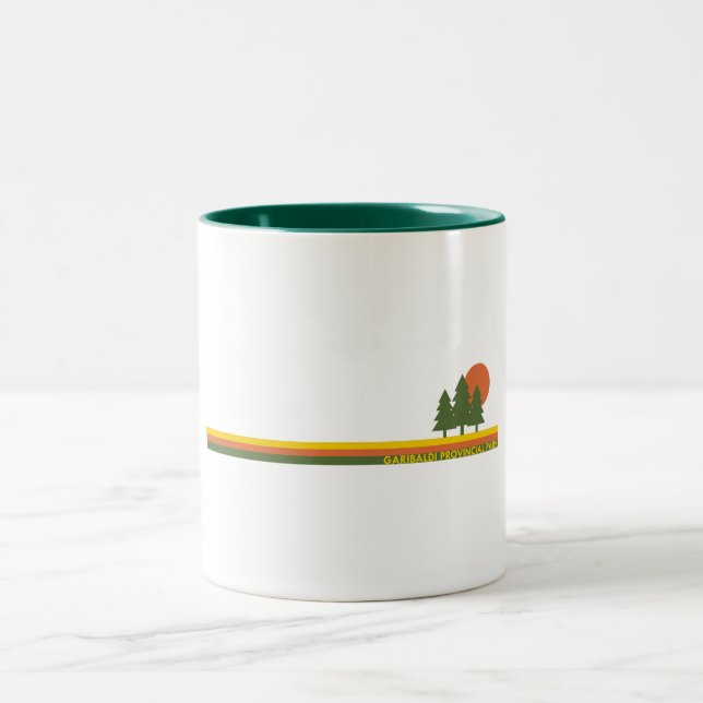 Caneca De Café Em Dois Tons Garibaldi Provincial Park Pine Trees Sun (Centro)