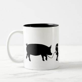 Caneca De Café Em Dois Tons Garota Andando Seu Porco Engraçado Ideia De Presen
