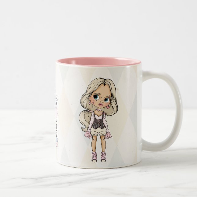 Caneca De Café Em Dois Tons Garota Arlequim do Carnaval (Direita)
