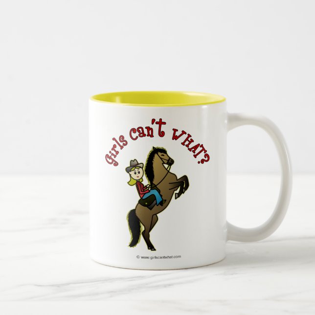 Caneca De Café Em Dois Tons Garota clara no cavalo (Direita)