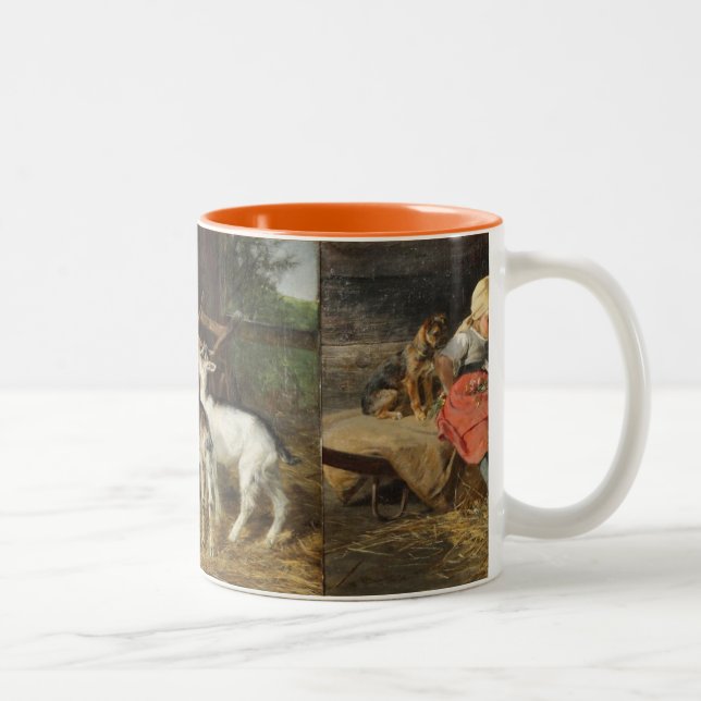 Caneca De Café Em Dois Tons Garota com Cachorro e Crianças Hermine Biedermann- (Direita)