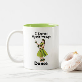 Caneca De Café Em Dois Tons Garota Dançarina de Hula se Expressando Através da